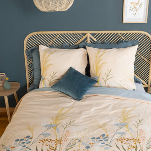 Parure housse de couette coton rose saumon