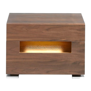 Mesa de noche de DM y nogal 58x38x41cm