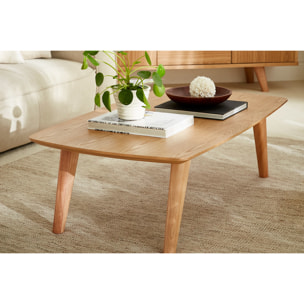 Table basse rectangulaire scandinave bois clair L120cm FIFTIES