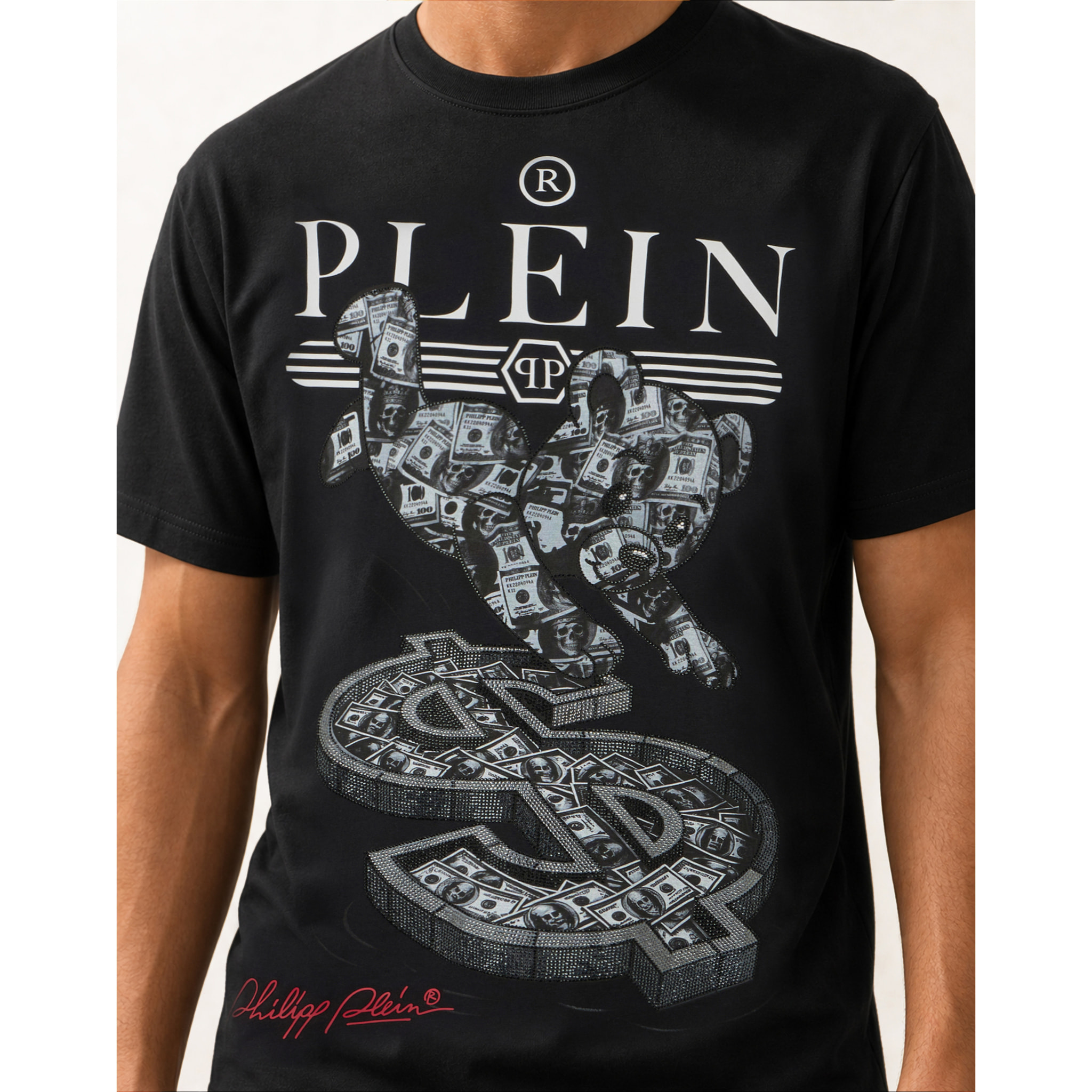 PHILIPP PLEIN Camiseta de cuello redondo y manga corta TEDDY