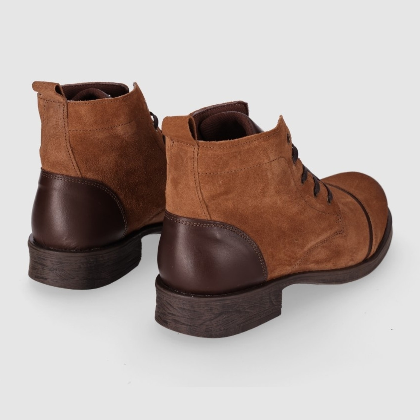 Botines de Serraje - Camel - Tacón: Bajo