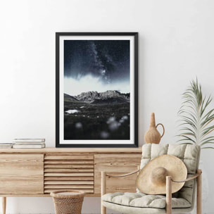 Affiche paysage la tête dans les etoiles Affiche sous cadre noir