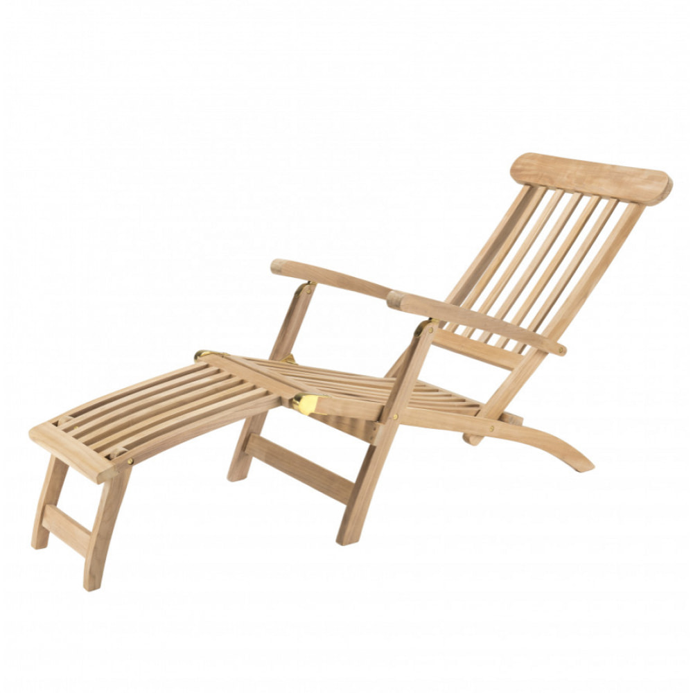 HARRIS - Chaise longue de jardin en bois teck brut