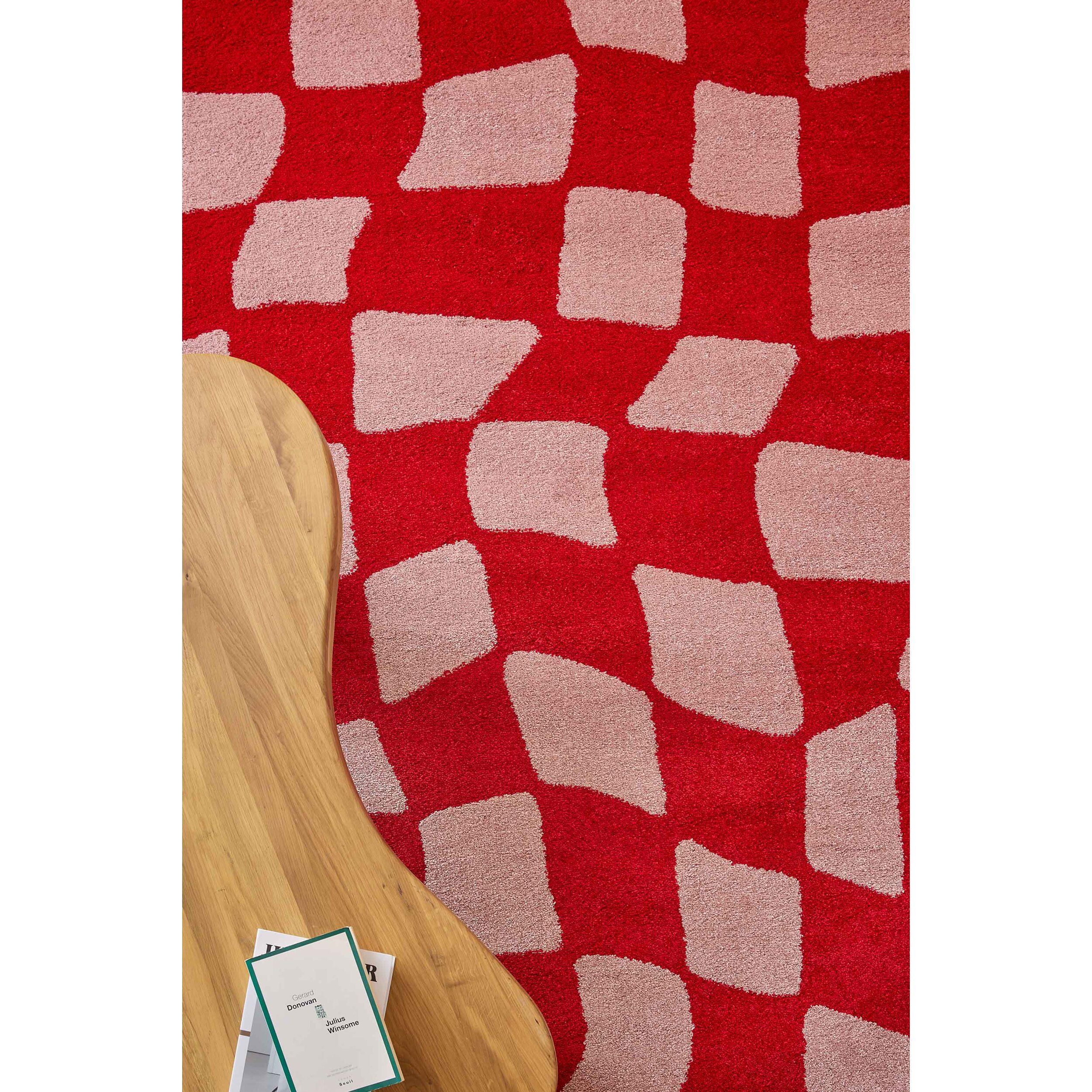 GROOVY - Tapis rétro coloré style seventies - Confortable et moelleux - Rouge