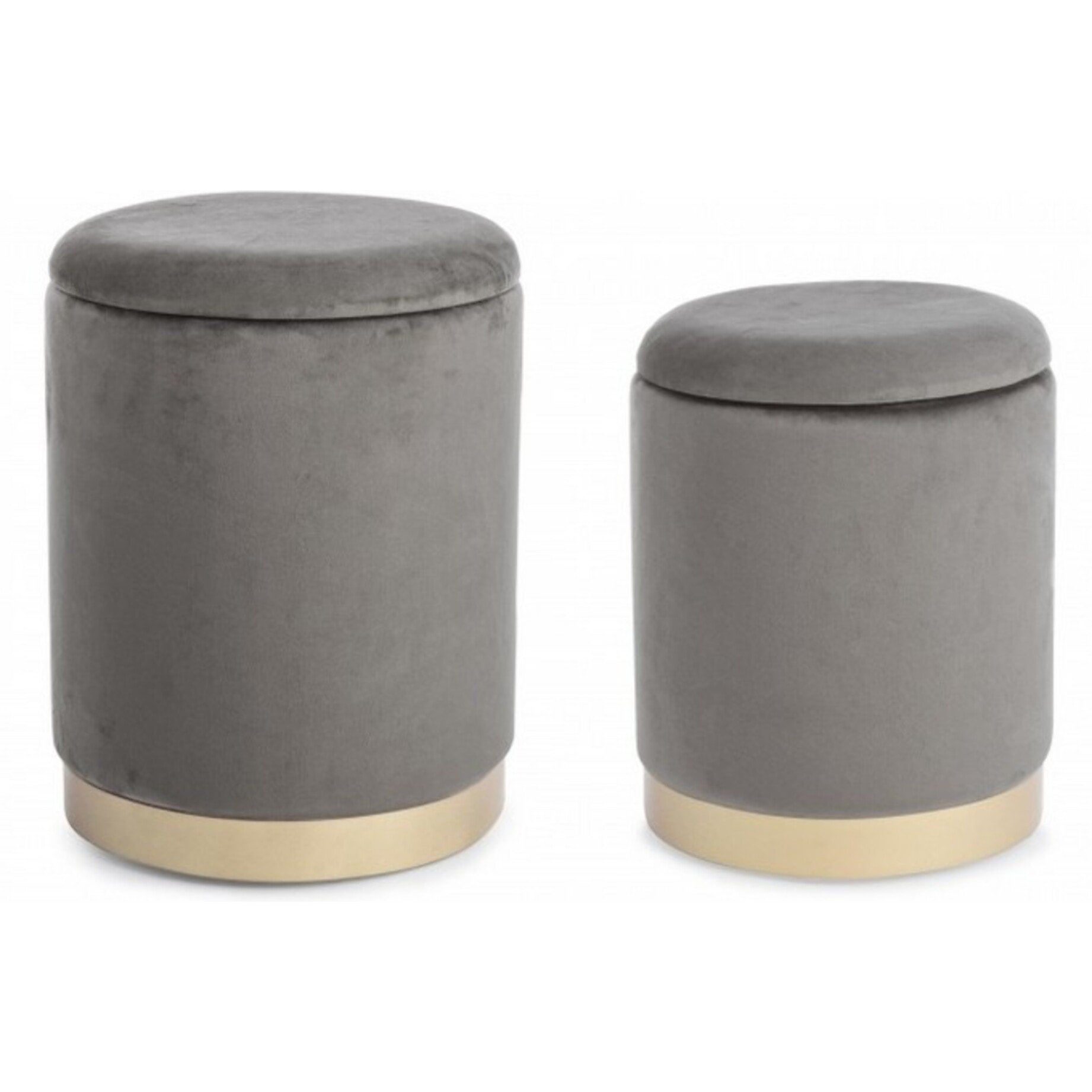 Set di 2 pouf POLINA contenitore in velluto grigio