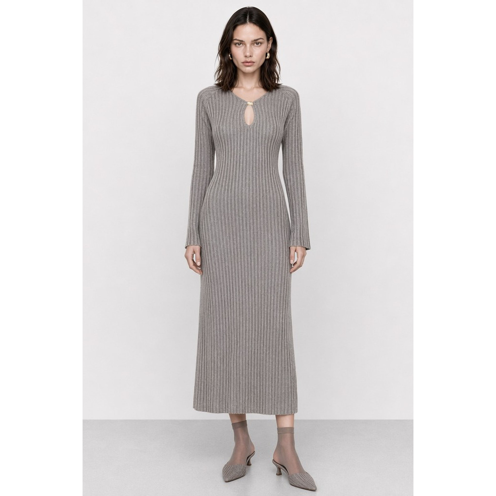 Kocca - Abito in maglia a coste con scollo a goccia Donna