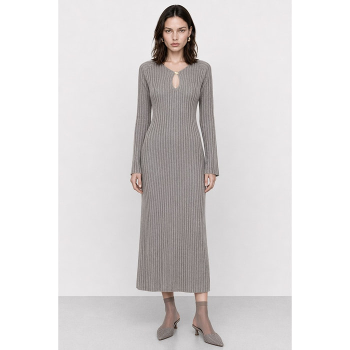 Kocca - Abito in maglia a coste con scollo a goccia Donna