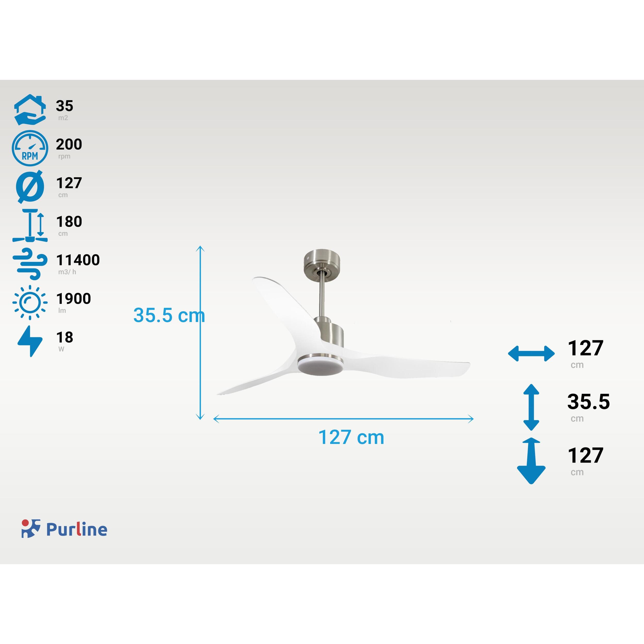 Ventilateur de plafond Réversible  Thermostat Dimmable Wifi Moteur à courant continu Toits en pente Télécommande Lumière à trois tons Adaptateur 2/3 Lames