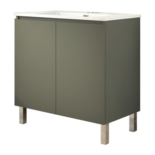 Ensemble de Salle de Bain Lust | 80 cm Vert | Deux Portes | Lavabo Encastré | N'inclut pas le Miroir | Meuble Assemblé | Alday