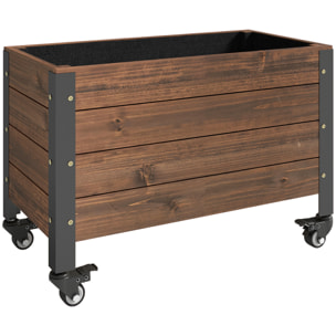 Jardinière bois métal mobile 60 x 30 x 41 cm