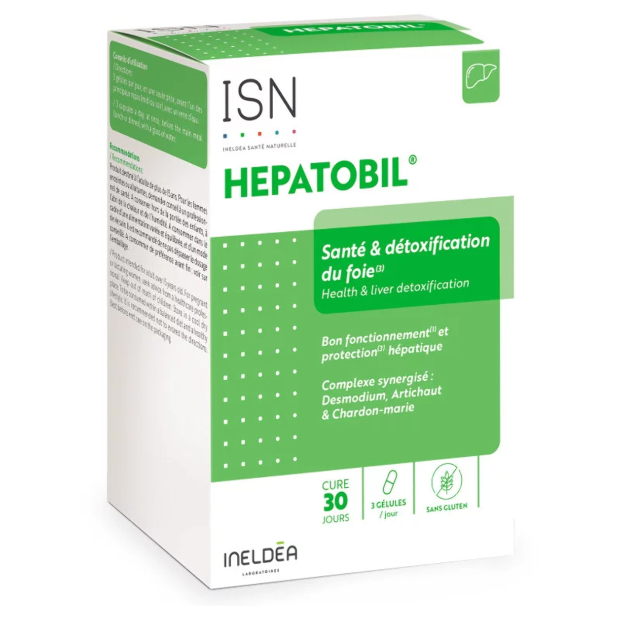 ISN - Hepatobil® - Complément alimentaire à base de plantes - Favorise la Détoxification du Foie - Contribue à Améliorer la Digestion - Cure 30 jours