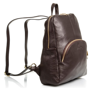 FIRENZE ARTEGIANI Borsa zaino da donna Monastier Vera pelle Dollaro Made in Italy 31x10x31 Cm. Colore: marrone cioccolato