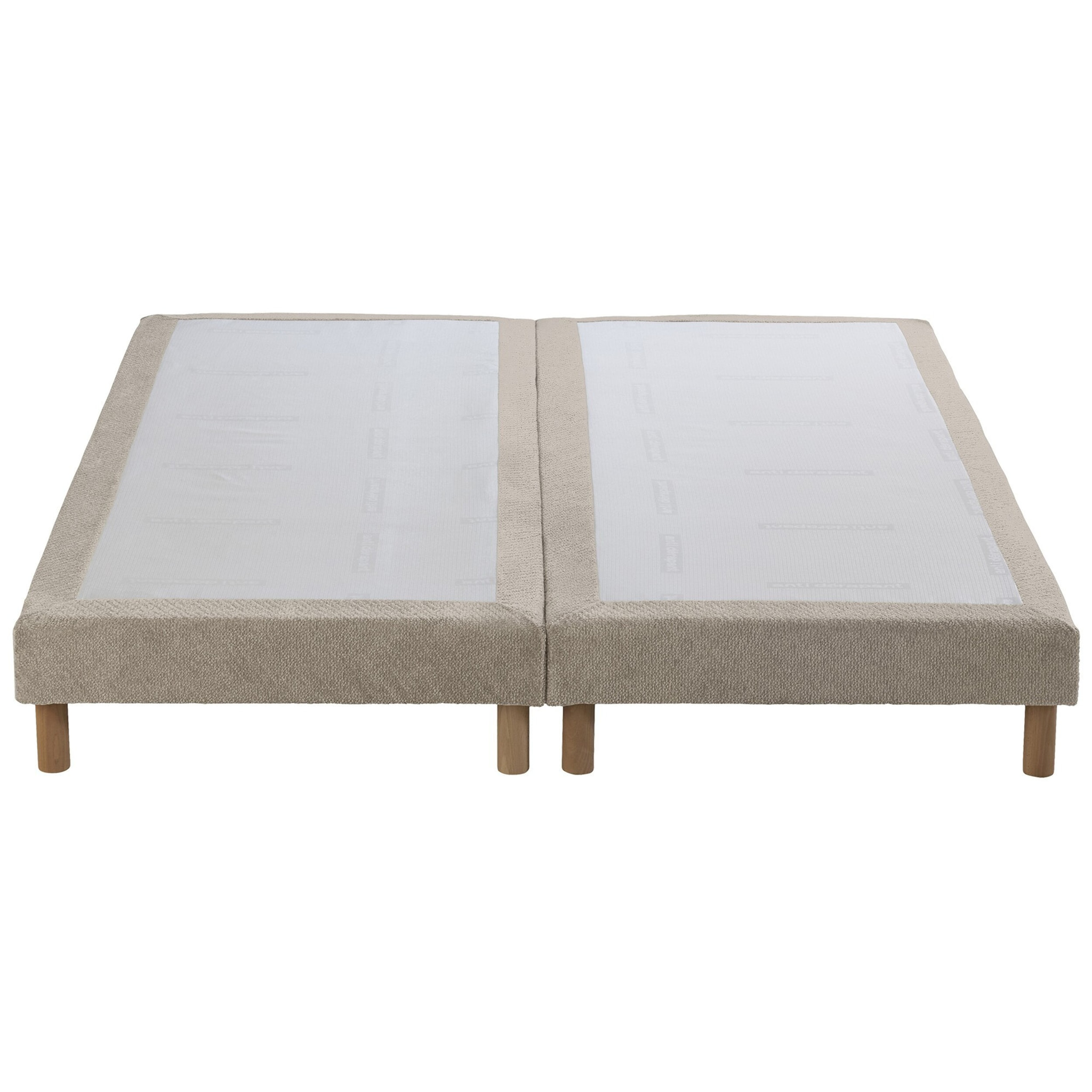 Sommier tapissier EDEN crème, bois massif, chenille bouclettes