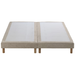 Sommier tapissier EDEN crème, bois massif, chenille bouclettes