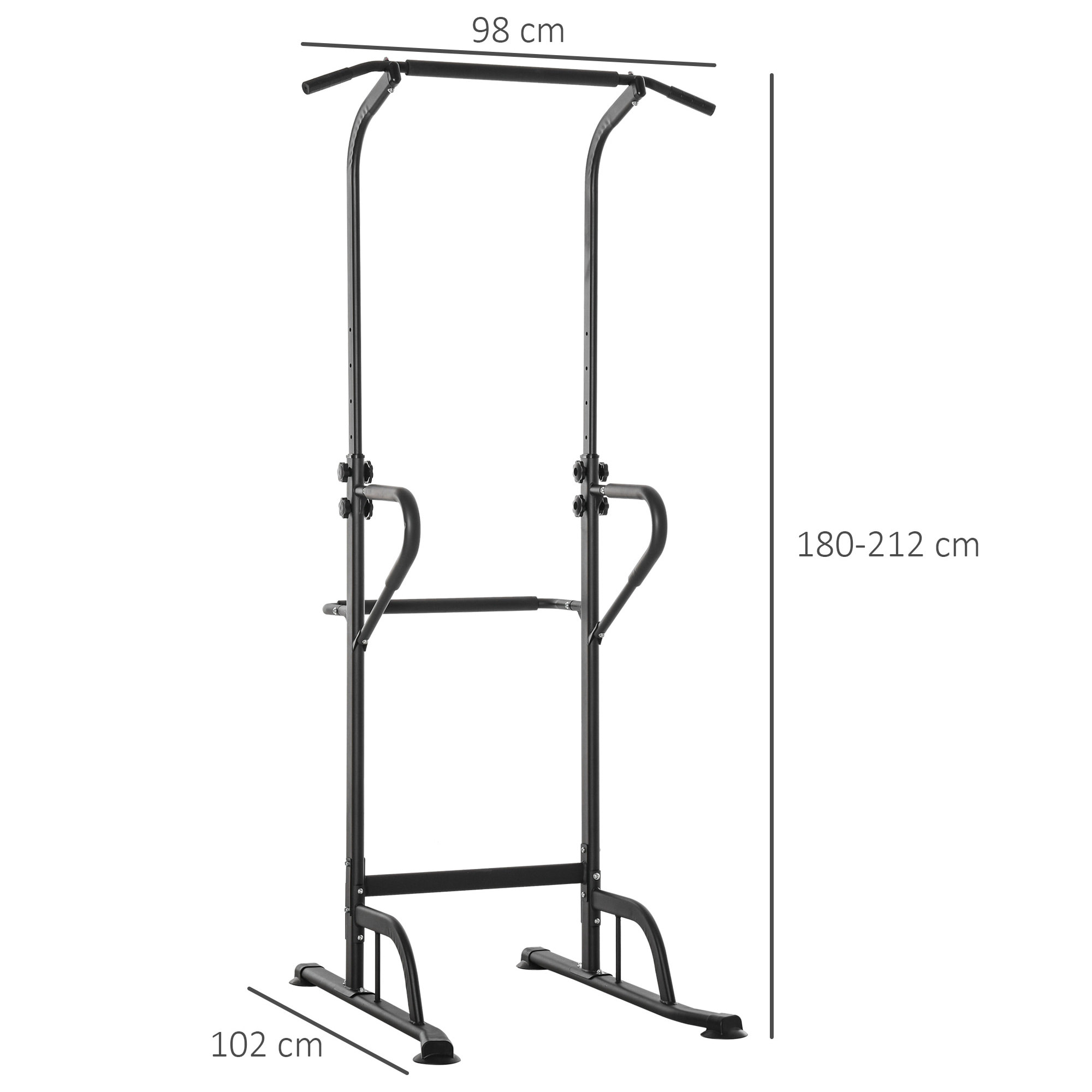 Station de musculation multifonction barre de traction chaise romaine réglable acier noir