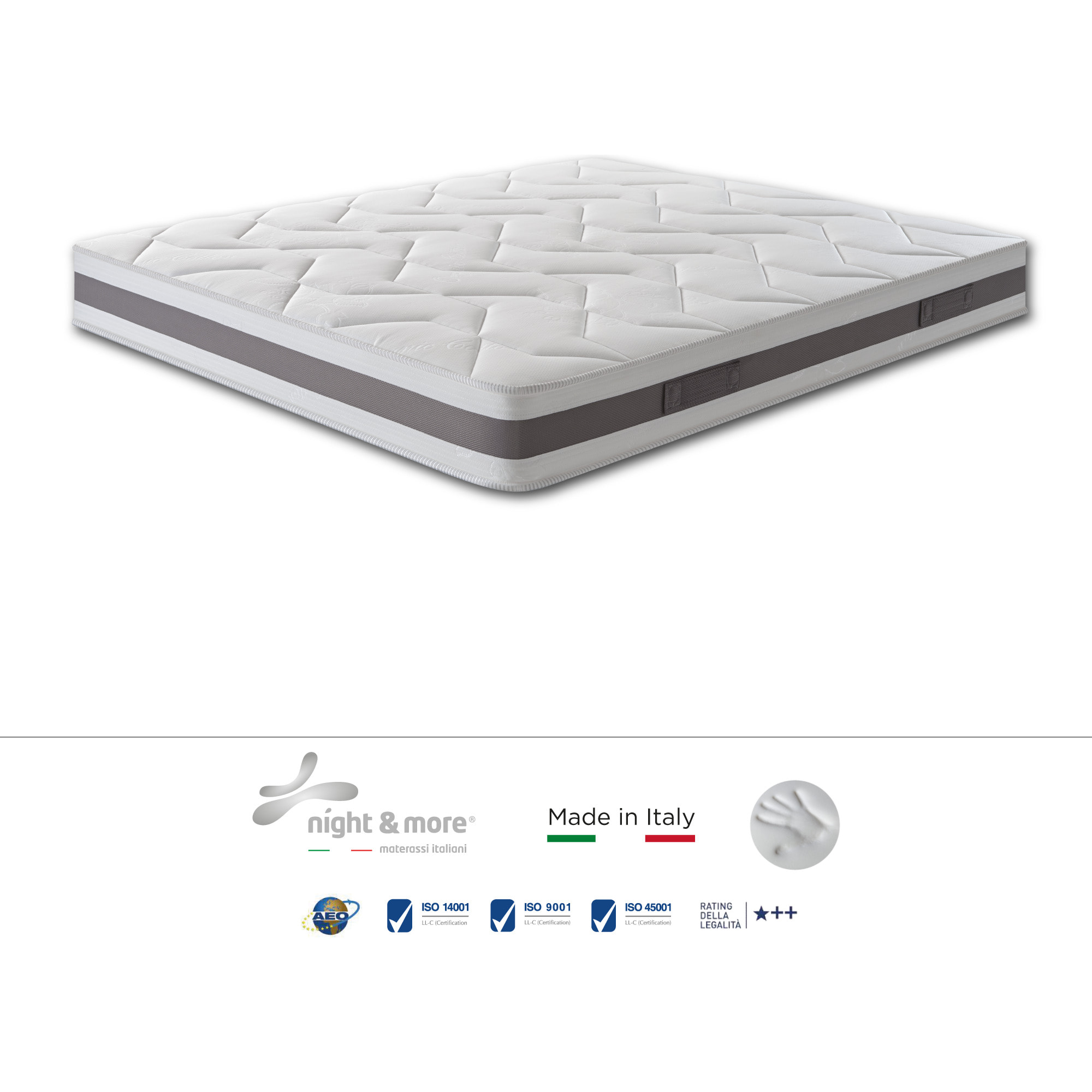 Combinazione: Materasso "Sogno" 1cm memory foam H18 cm 160x200 con coppia di guanciali Aloe vera