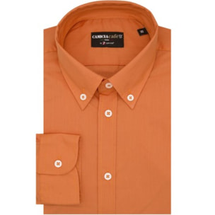 Camicia Uomo 1 Bottone Button Down Slim Cotone/Poliestere arancio