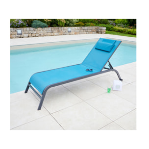 Transat de jardin en acier - bleu canard - GOZO