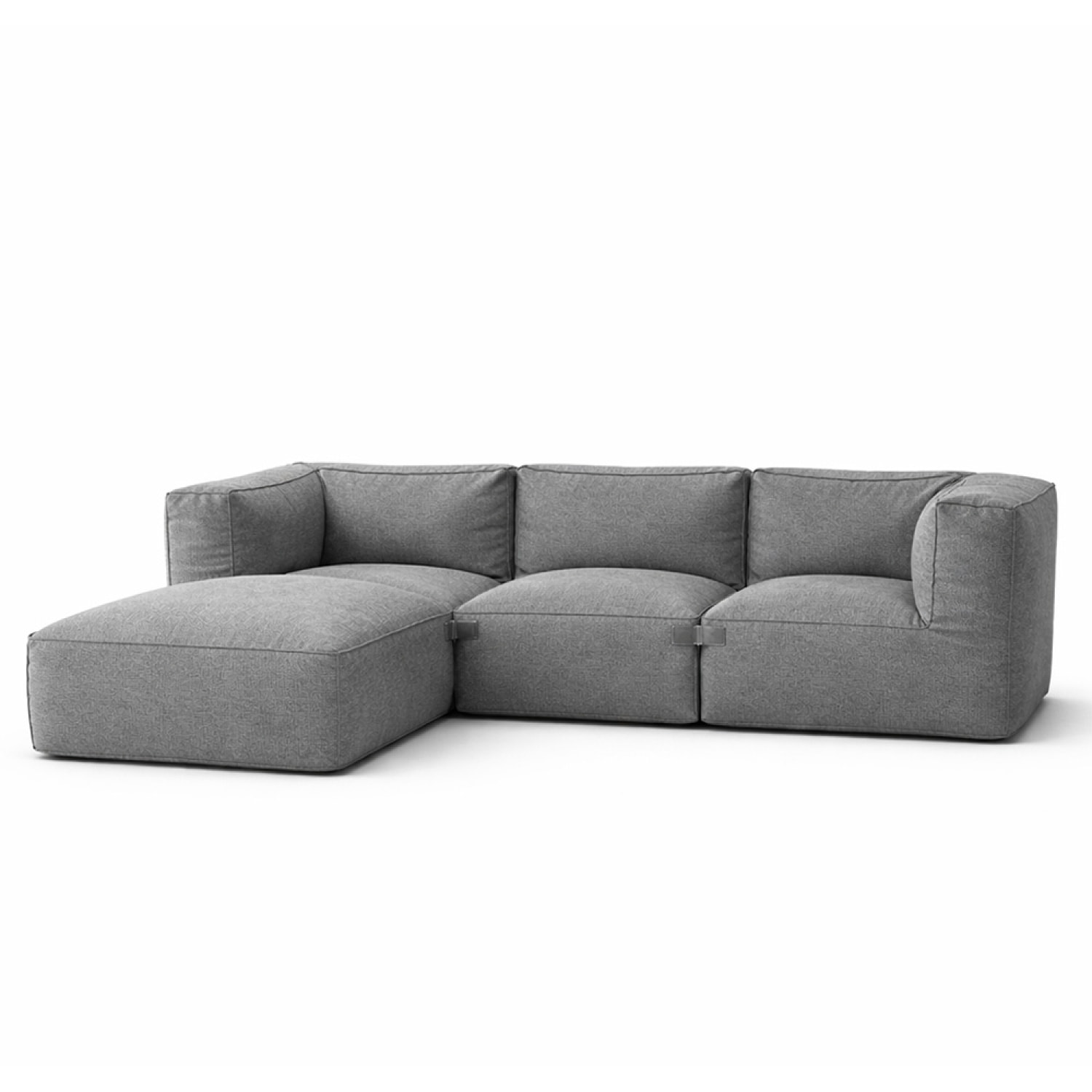 VERONE Salon de jardin modulable 4 places gris en tissu déperlant