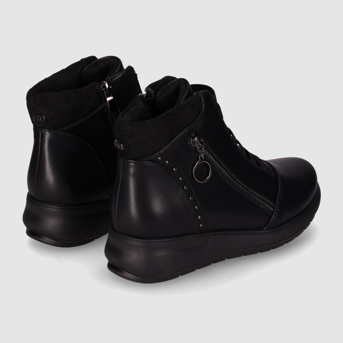 Botines de Piel Sintética - Negro - Tacón: 3 cm