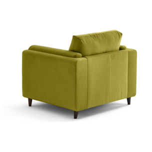 Brooke - fauteuil en velours pieds en bois - Vert Olive