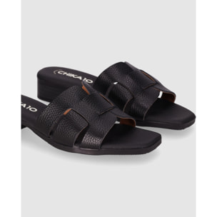 Sandalias de Piel - Negro - Tacón: 3 cm