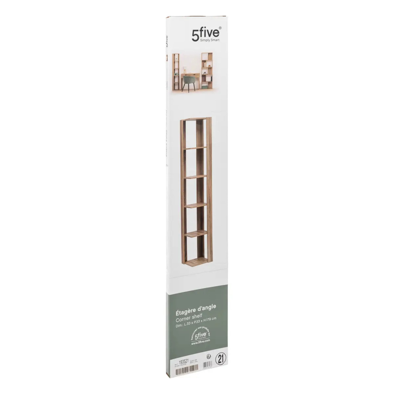 Étagère colonne d'angle effet chêne naturel beige