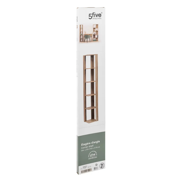 Étagère colonne d'angle effet chêne naturel beige