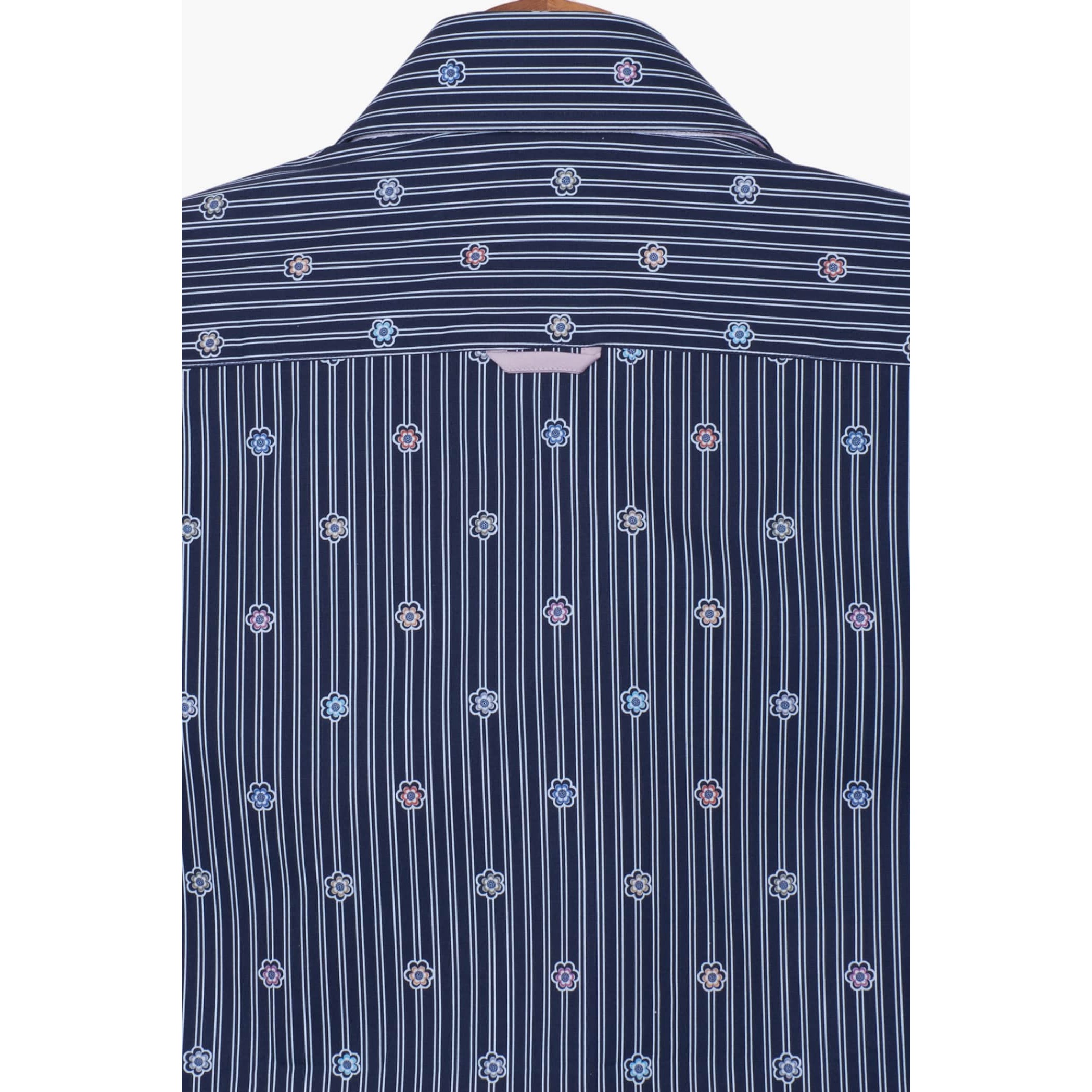 Camicia Uomo 2 Bottoni Button Down 7bottoni Doppio Coll Popeline Riga Media Blu\Bianco