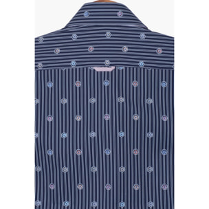 Camicia Uomo 2 Bottoni Button Down 7bottoni Doppio Coll Popeline Riga Media Blu\Bianco