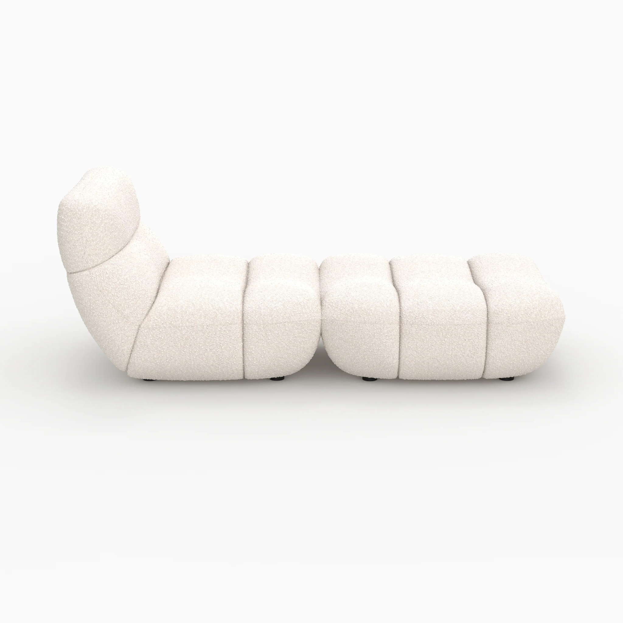 Ensemble fauteuil et pouf en tissu bouclé blanc - Teddy