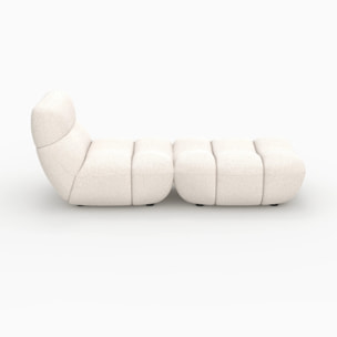 Ensemble fauteuil et pouf en tissu bouclé blanc - Teddy