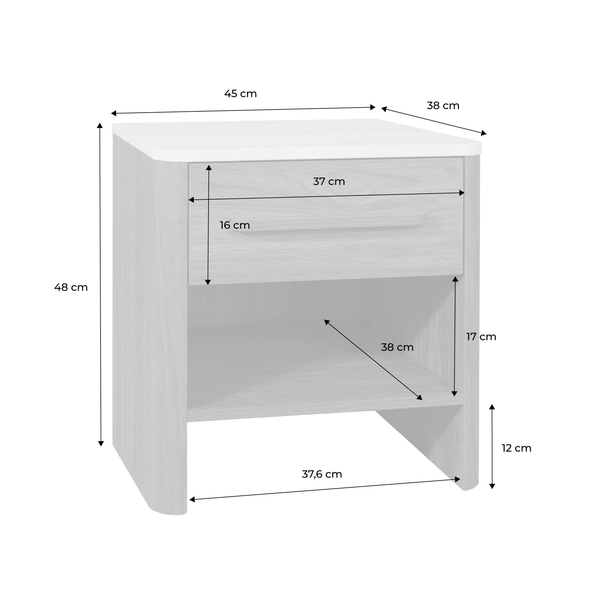 Table de chevet décor bois et effet travertin 1 tiroir (lot de 2) ARETHA