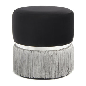 Pouf Rebecca con frange e anello d'argento