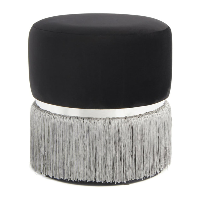 Pouf Rebecca con frange e anello d'argento