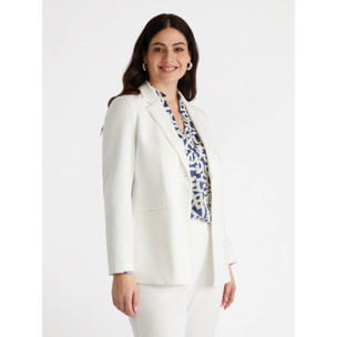 Fiorella Rubino - Blazer lungo in tessuto stretch con bottone - Bianco