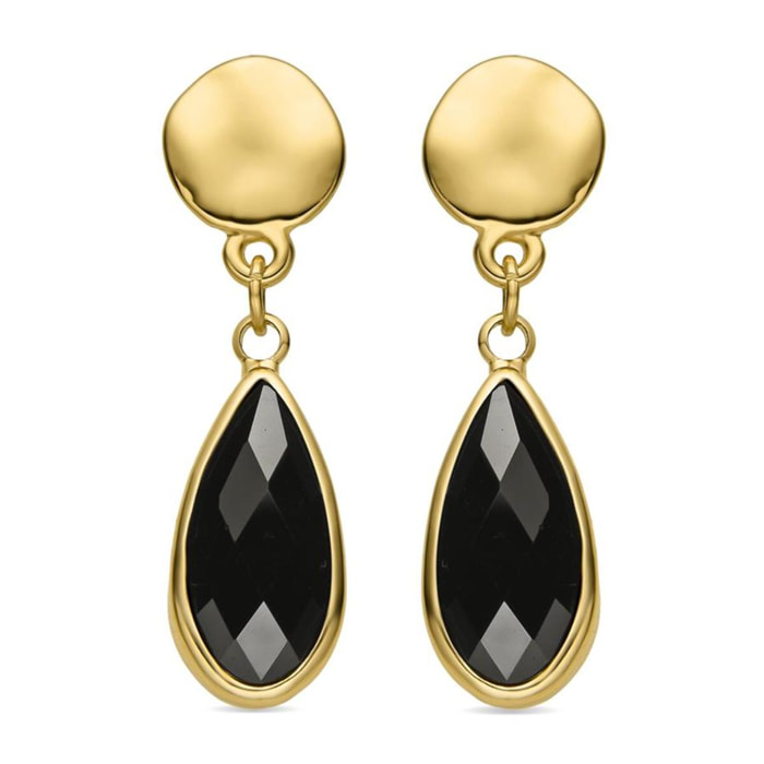 Pendientes con Resina Negra acabado oro 18k
