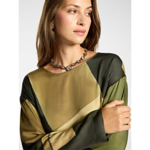 Elena Mirò - Blusa in raso stampato - Verde militare