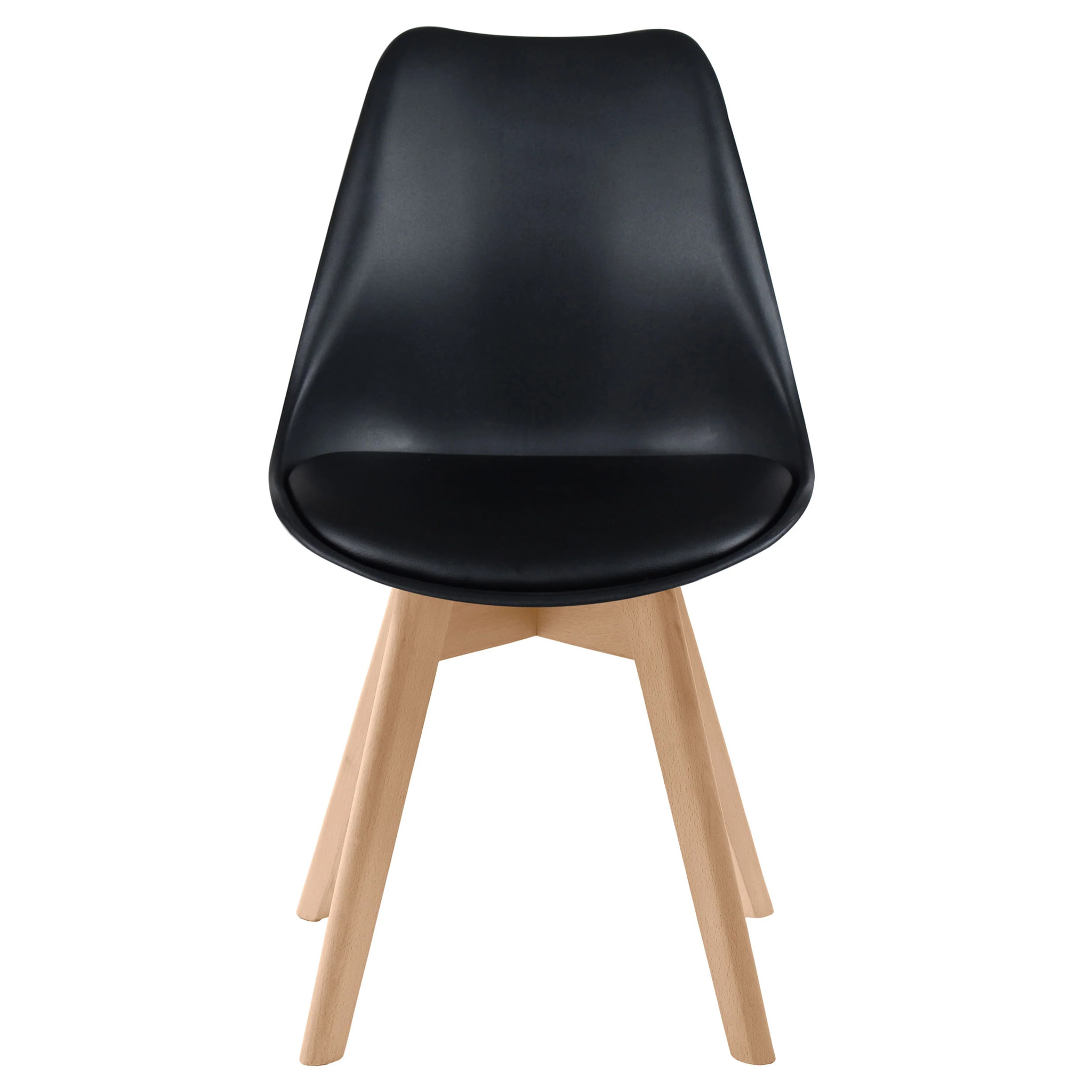 Lot de 2 chaises noires et pieds bois - Skandi