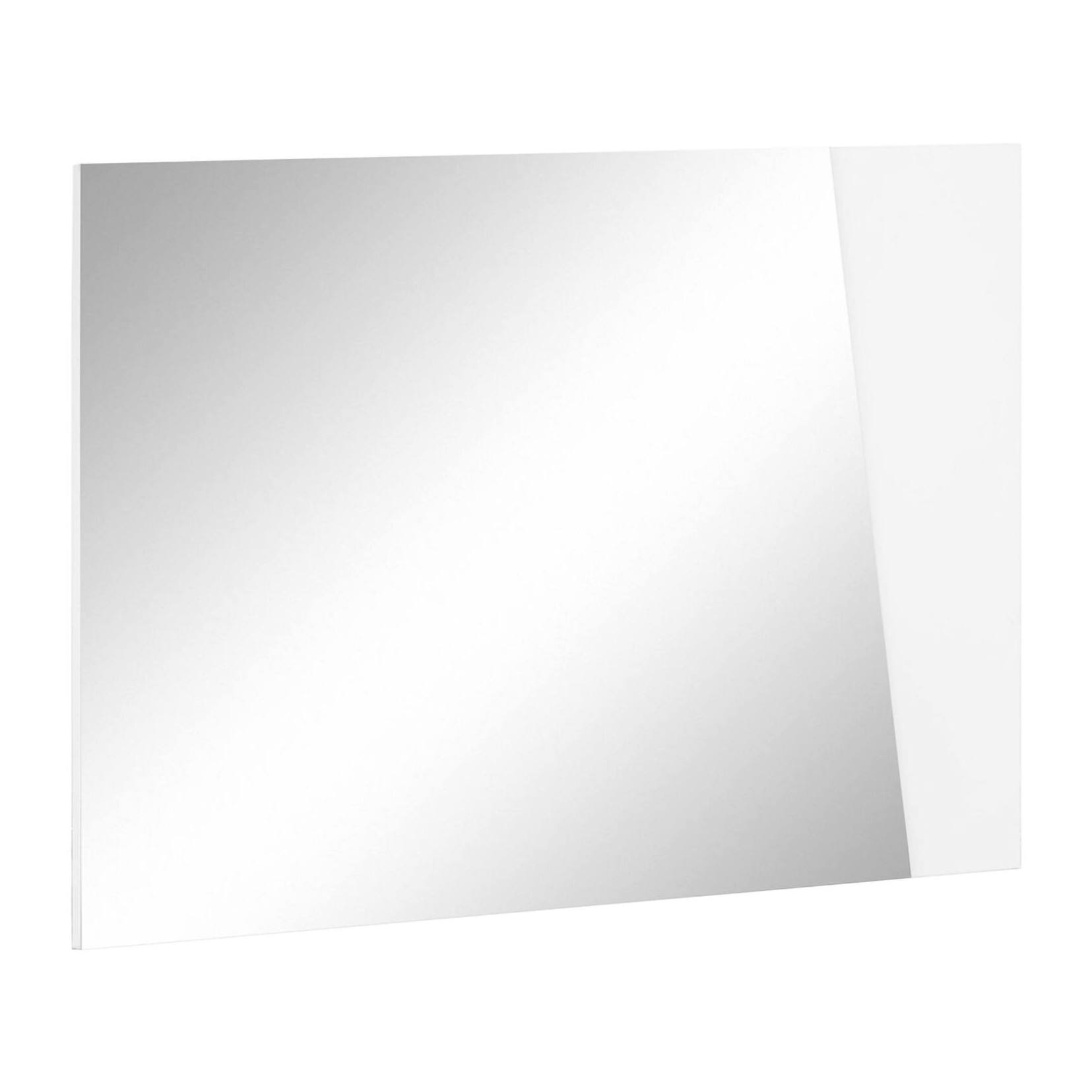 Specchiera da parete lineare, Made in Italy, Specchio da bagno, cm 80x2h60, colore Bianco lucido