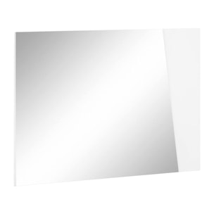 Specchiera da parete lineare, Made in Italy, Specchio da bagno, cm 80x2h60, colore Bianco lucido