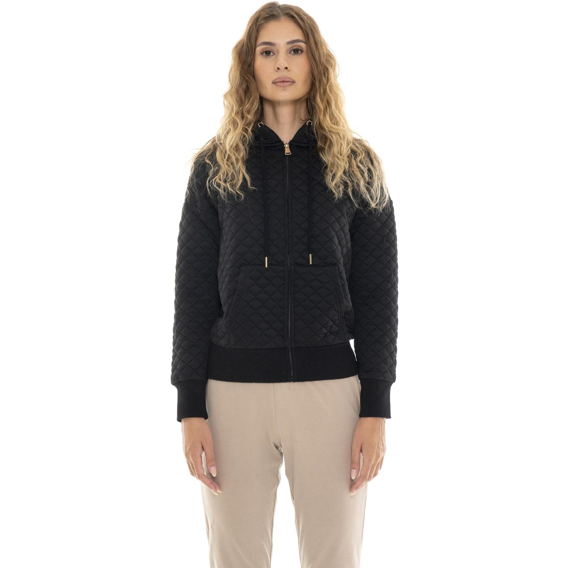 Felpa invernale da donna trapuntata con cappuccio e zip Leone 1947 Gold Studs