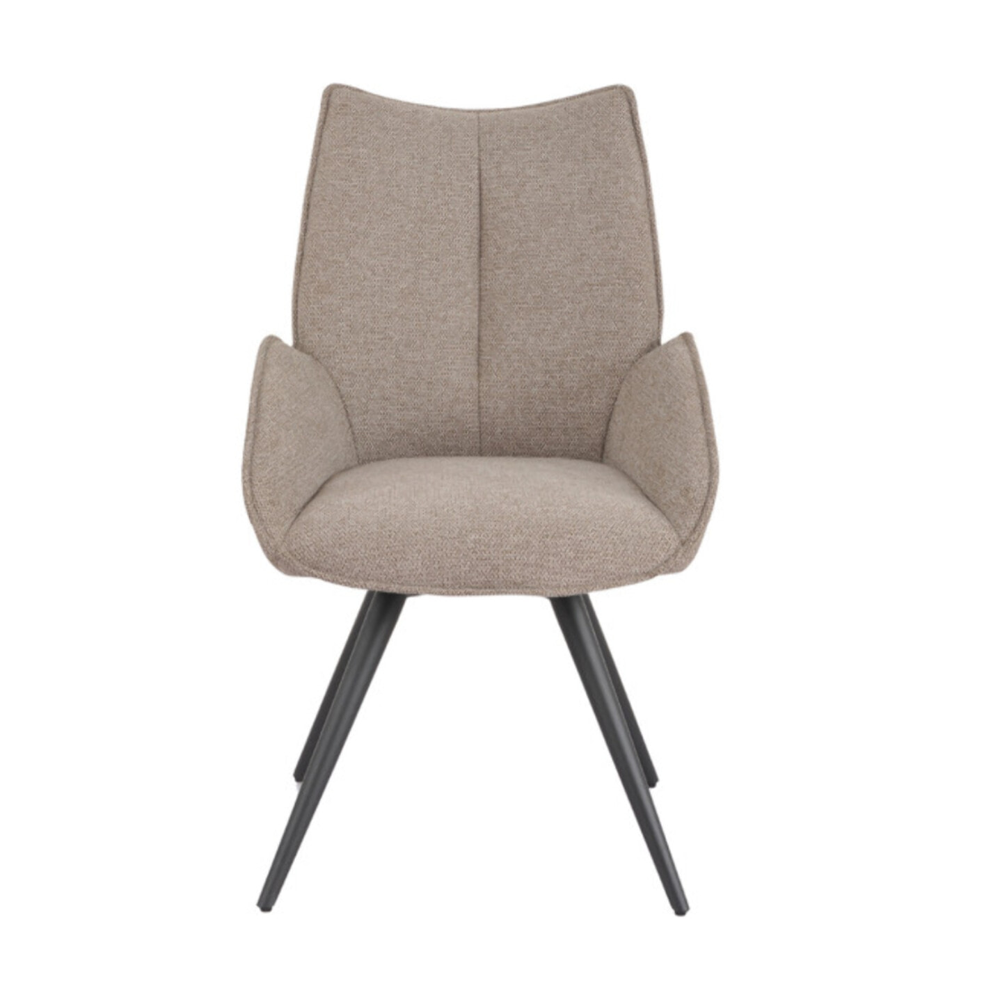 Chaise rotative 180° en tissu avec pieds évasés en métal noir - COLINE