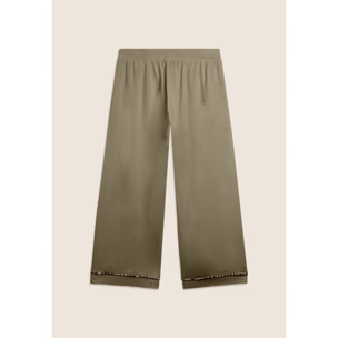 Pantaloni cropped wide leg con dettaglio animalier