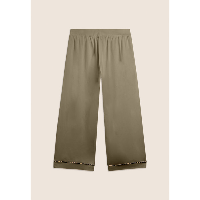 Pantaloni cropped wide leg con dettaglio animalier
