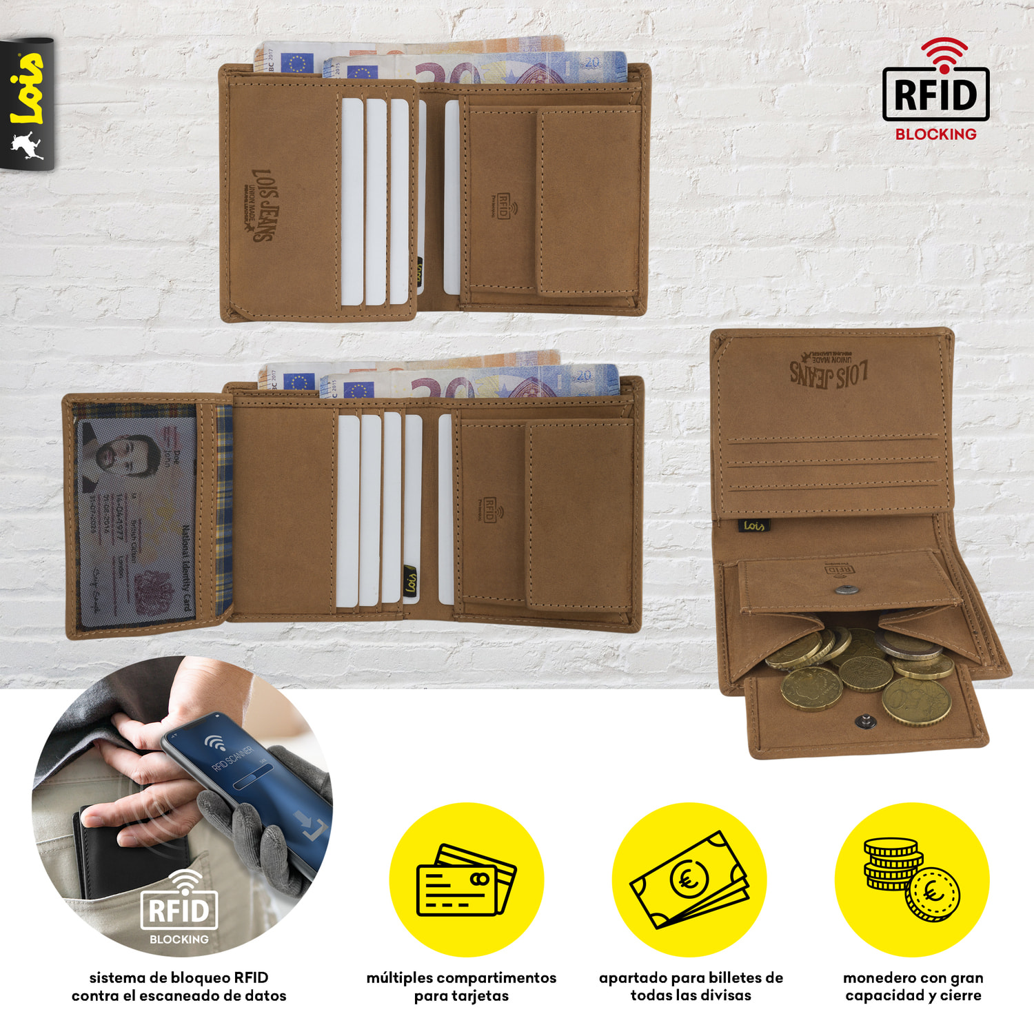 Cartera Hombre Piel Lois Compton Marron