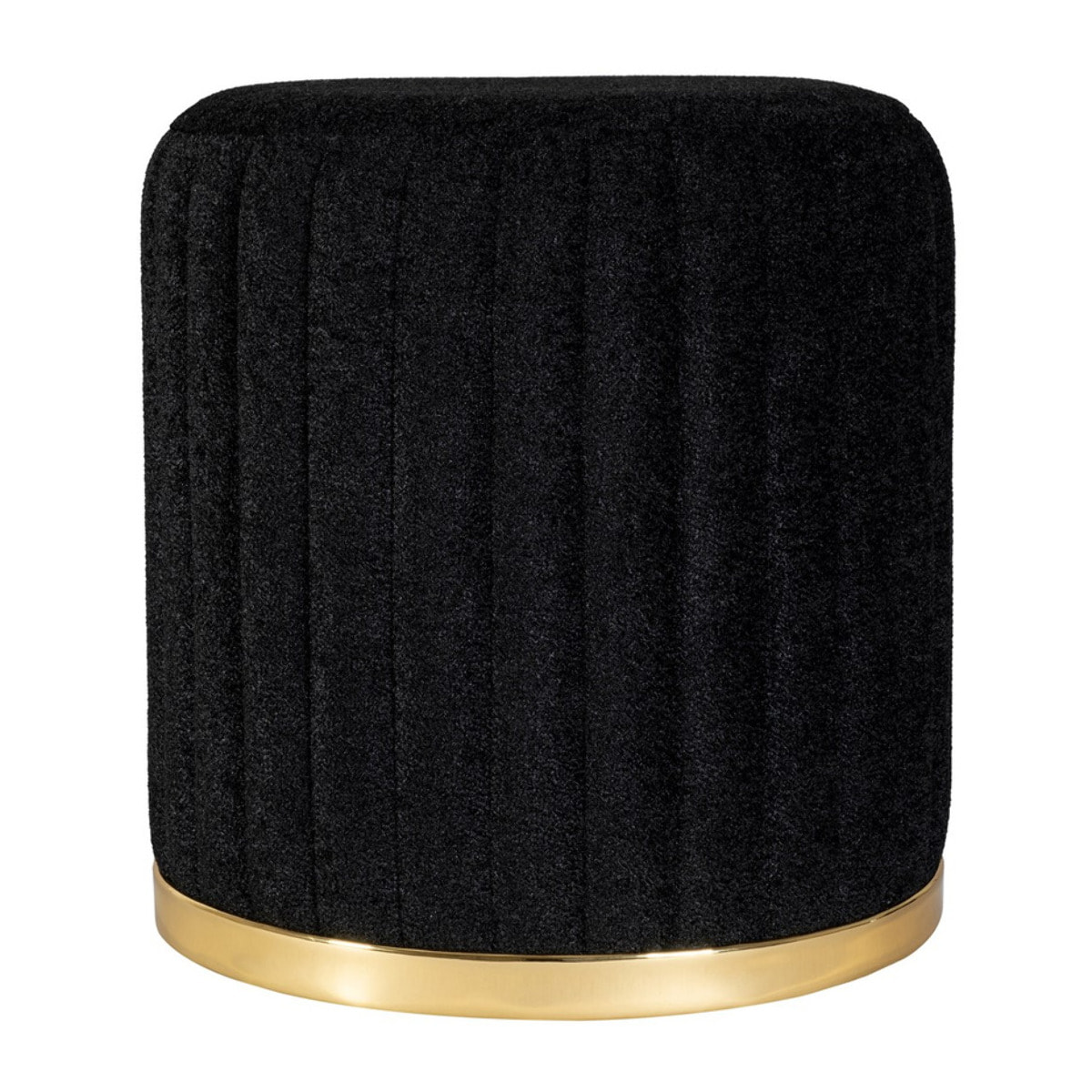 Pouf Doric in Velluto Nero con Base Dorata