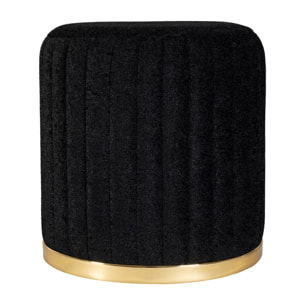 Pouf Doric in Velluto Nero con Base Dorata