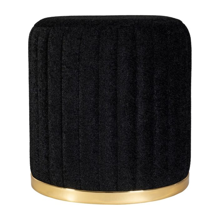 Pouf Doric in Velluto Nero con Base Dorata