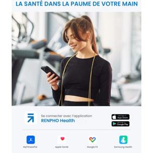 Pèse personne connecté RENPHO Elis Solar 2 A020 connecté, impédancemètre, 13 mesures corporelles - Recharge solaire